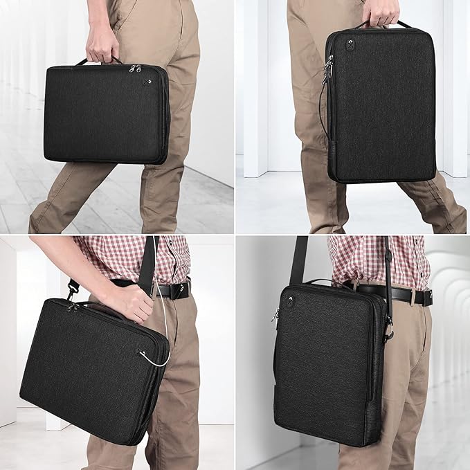 FINPAC 14-inch Laptop Shoulder Bag, Protective Computer Carrying Case Compatible with 15.3" MacBook Air M5/M4/M3/M2, 15-16" MacBook Air/Pro, Surface Laptop/Book, 14" HP/Dell/Acer/Chromebook, Black