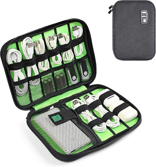 Luxtude Travel Cable Organizer Bag, Flat Cord Organizer Case, Travel Essentials for Wire/Cord/Charger/Cable Storage/Tech Accessories/Tech Gifts