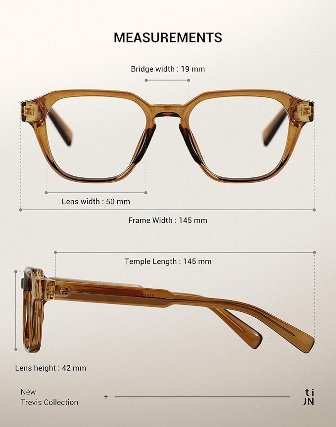 TIJN Blue Light Blocking Glasses, Anti Eyestrain UV Protection, TR90 Square Frame Glasses Chic Preppy Look for Women and Men