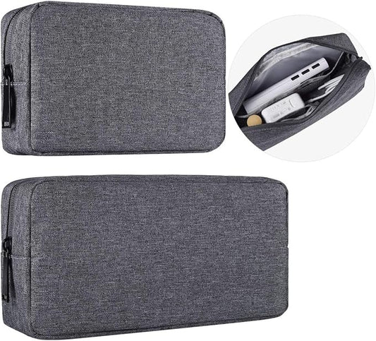 Universal Electronics Accessories Carrying Case, 2PCS Big + Small Portable Storage Pouch, Cosmetic Bag, Cable Organizer Compatible Hard Drive, Mouse, Power Bank, Adapter, Cellphone, Space Gray