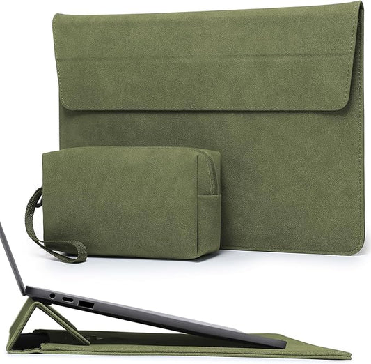 HYZUO 15-16 Inch Laptop Sleeve Case Bag with Adjustable Stand Feature for MacBook Pro 16 M5/M4/M3/M2/M1 Pro/Max A3428 A3429 2026-2019, XPS 15, MacBook Pro 15 2015-2012, HP Envy 15.6, Olive Green