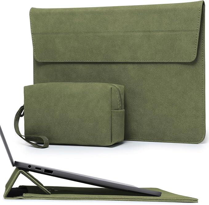 HYZUO 13 Inch Laptop Sleeve Case Bag with Adjustable Stand for MacBook Air 13 M5 A3449 M4 M3 M2 M1 2026-2018, 13" MacBook Neo 2026, MacBook Pro 13 M2 M1 2026-2016, Surface Pro, XPS 13, Olive Green