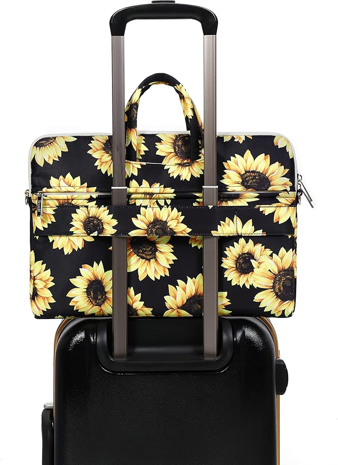 canvaslife sunflower pattern 15 inch Waterproof Laptop Shoulder Messenger Bag Case with Rebound Bubble Protection for 14 inch-15.6 inch Laptop 15 Case Bag