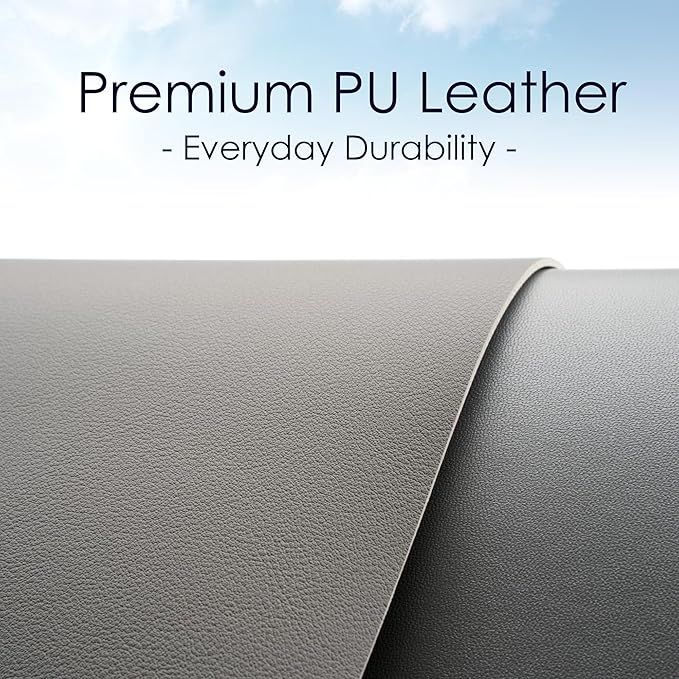 WAYBER Leather Desk Pad Protector, Waterproof Mouse Pad, PU Desk Mat, Office Desk Cover, Desk Writing Mat for Office/Home/Work/Cubicle (Gray/Silver) 31.5x15.7in