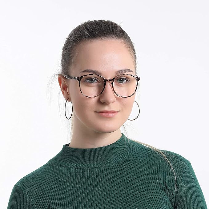 LifeArt Round Blue Light Blocking Glasses, Computer Glasses, Gaming Glasses, TV Glasses for Women Men (Leopard, 3.25 Magnification)