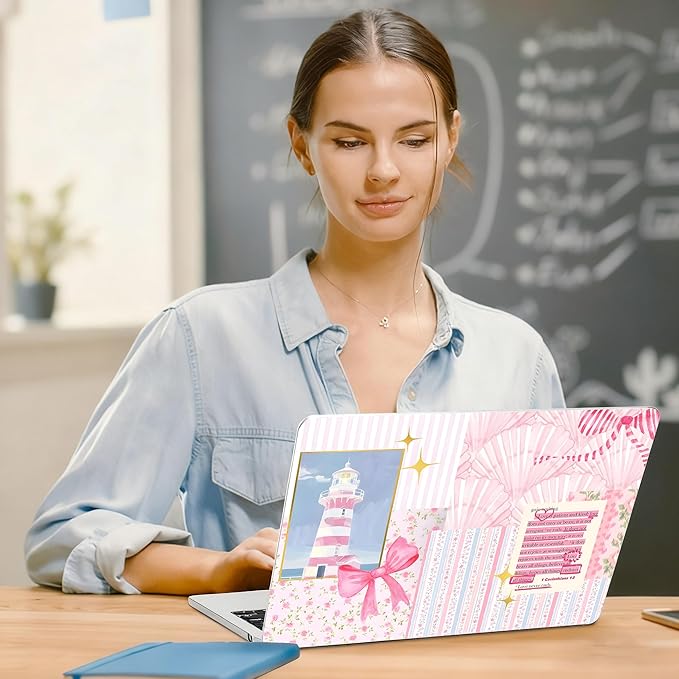 G JGOO Compatible with MacBook Air 13 inch Case 2026 2025-2022 M5 A3449 M4 A3240 M3 A3113 M2 A2681, Hard Shell for MacBook Air 13.6 inch Case + Keyboard Cover +Screen Protector, Pink Lighthouse
