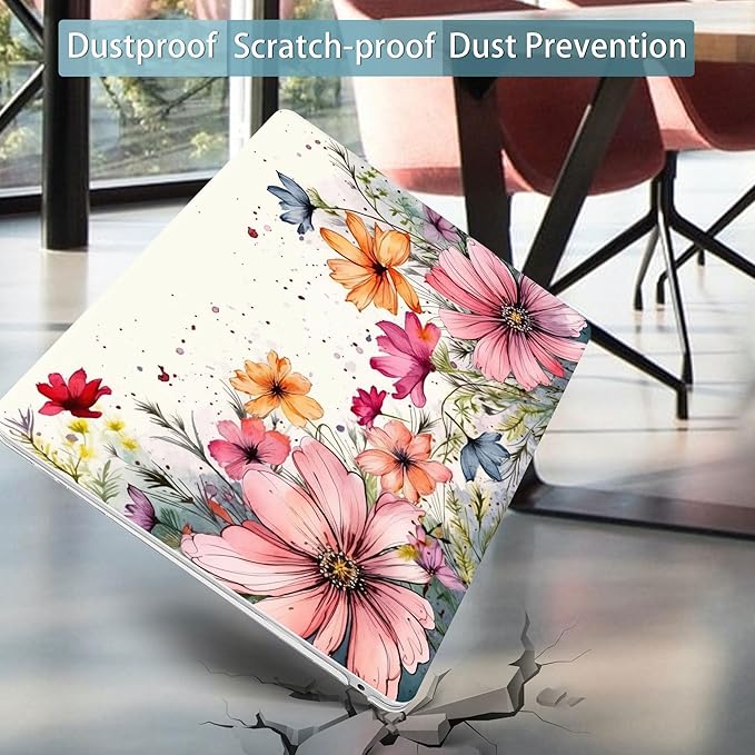 Mektron Case for MacBook Air 13 inch M1 A2337 A2179 A1932,Hard Cover 2018-2021 Air 13-inch with Touch bar & Touch ID, Exclusively Designed Protective Shell with Screen Protector, Colorful Floral