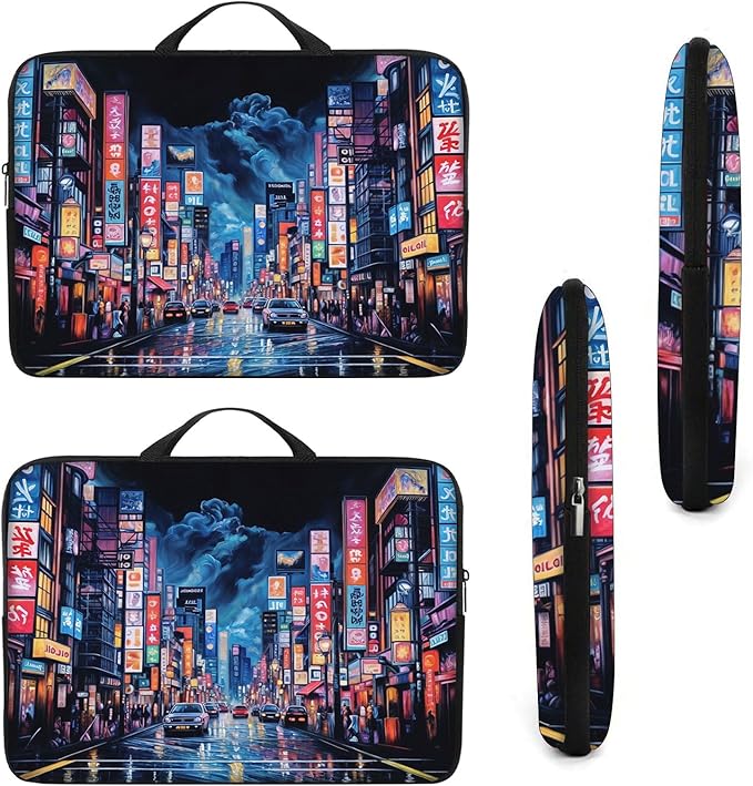 Laptop Sleeve Bag with Handle Computer Protective Soft Cover Case for 14 Inch 13 Inch Laptop,Japanese Street