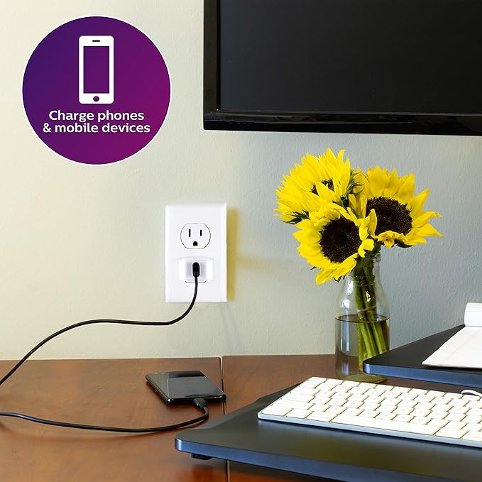 Philips Accessories USB-A Wall Charger, 5W, for iPhone 13/12/11/Pro/Pro Max/Mini, iPad Pro, Samsung Galaxy S21, Google Pixel 6, DLP2409/37