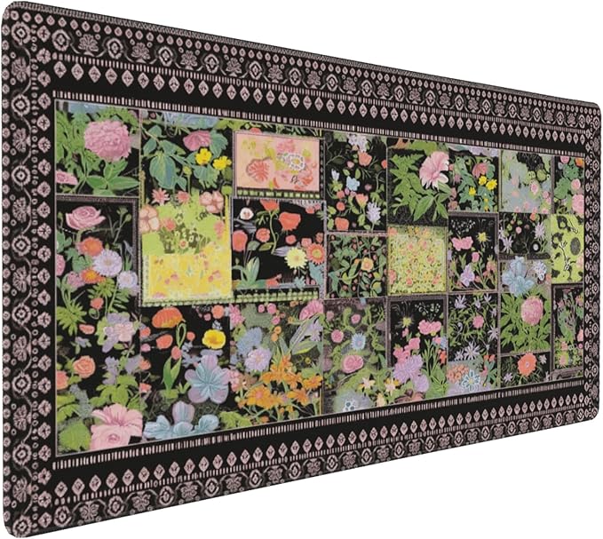 Floral XXL Large Mouse Pad - Anti-Slip Desk Mat with Stitched Edges for Women, Office & Home, Cute Aesthetic Desk Pad for Computer, Keyboard & Laptop