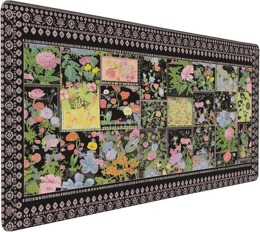 Floral XXL Large Mouse Pad - Anti-Slip Desk Mat with Stitched Edges for Women, Office & Home, Cute Aesthetic Desk Pad for Computer, Keyboard & Laptop