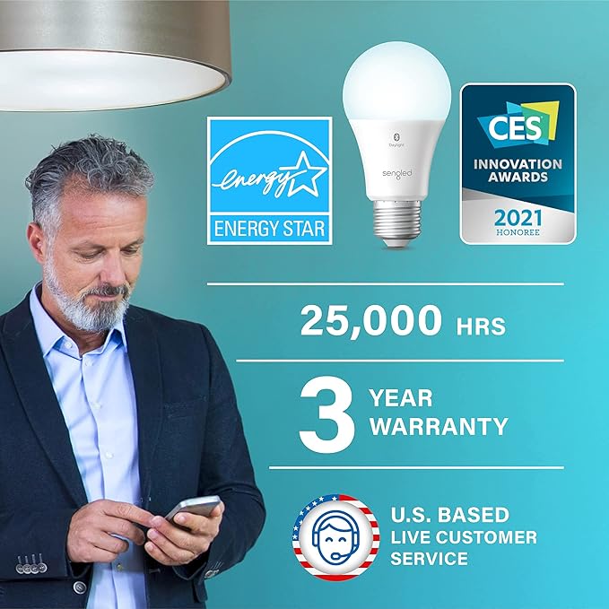 Sengled Alexa Smart Flood Light Bulbs, Bluetooth Mesh BR30 Smart Bulbs That Work with Alexa Only, 65 Watt Equivalent Full Color and Tunable White 650 LM, E26 Base Recessed, No Hub Required, 4 Pack