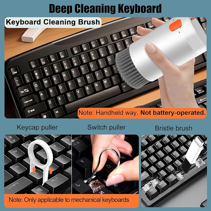 VICHYIE 20 in 1 Multifunctional Cleaner Kit for Electronic Devices, Keyboard Cleaning Brush, Headphones Cleaner Kit for AirPods, Multi-Tool for Cleaning Laptop, Earbuds, Camera, Cellphones (White) - Image 3