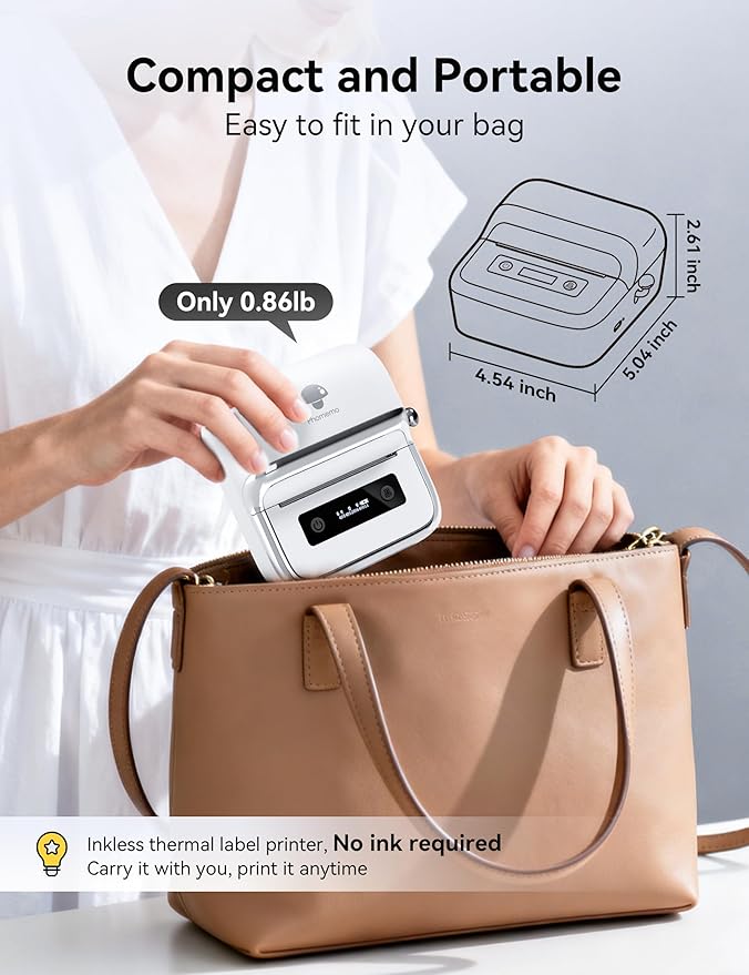 Phomemo M250 Label Maker Machine with 3 Roll Labels, 3 Inch Bluetooth Thermal Label Printer, Upgrade Portable Barcode & Address Label Maker for Business, Home, School, Logo Label