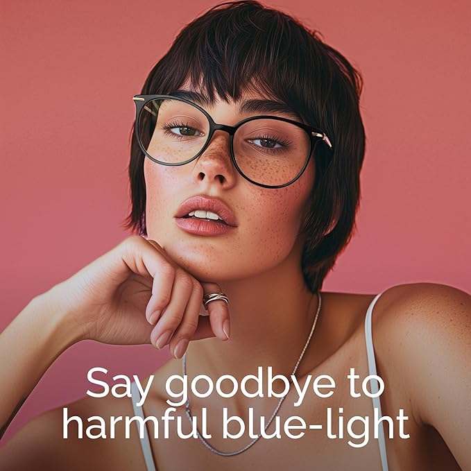 Gaoye Blue Light Blocking Glasses - Trending Round TR90 Frames, Metal Arms, UV400 Protection - Matching Soft Case