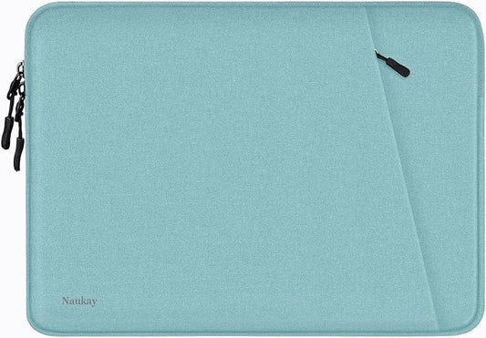 15.6 inch Laptop Case, Shockproof Protective Computer Sleeve Cover with Accessories Pocket, Water Resistant Traveling Carrying Laptop Bag Compatible for MacBook Dell HP Acer Lenovo, Light Blue