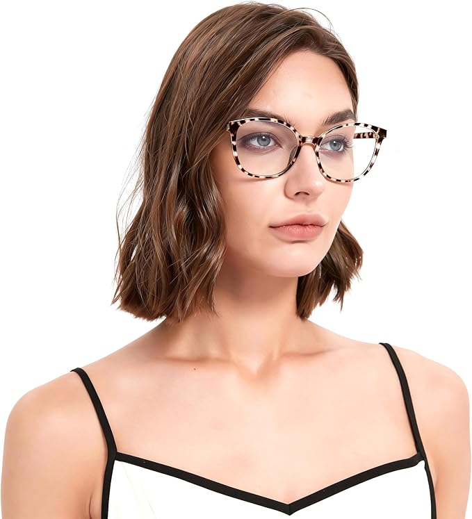Women's Blue Light Blocking Glasses, TR90 Frame Computer Gaming Glasses Anti Eyestrain & UV Glare RF6208