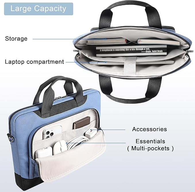 DOMISO 17-17.3 inch Laptop Sleeve Business Briefcase 17 inch Laptop Bag Waterproof 17 inch Laptop Case for Men Women Business Office Work Computer Bag Blue