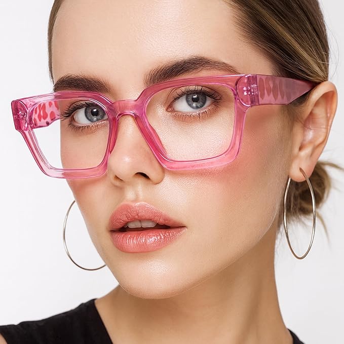 livho Oversized Eyewear Frame for Woman and Men - Rectangle Fashion Glasses for Computer, Chic Preppy Frame