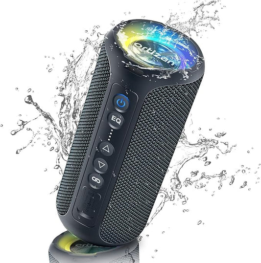 Ortizan Portable Bluetooth Speaker (2nd Gen), 40W powerful sound and deep bass, IPX7 waterproof, 30 hours of playtime, TWS for 2 speakers pairing for home, outdoor and travel - Electronics gift, Black