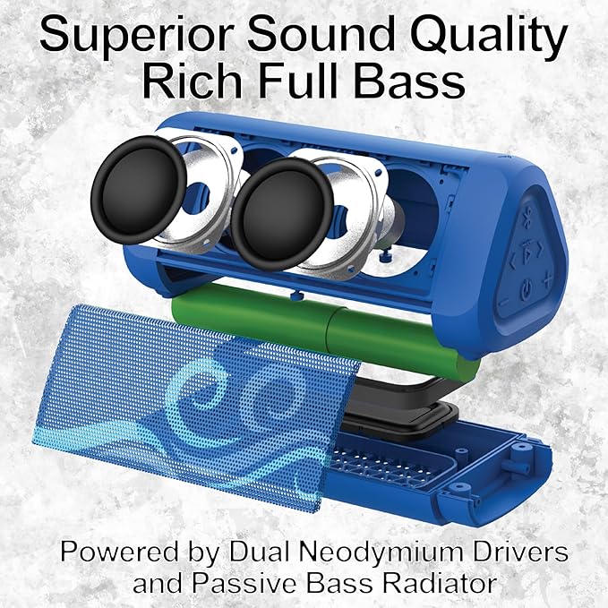 OontZ Angle 3 Ultra - Portable Bluetooth Speaker, 14 Watts, Bigger Bass, Hi-Quality Sound, 100 Ft Wireless Range, IPX7 Waterproof, Outdoor, Great Gift (SUP Edition, Blue)