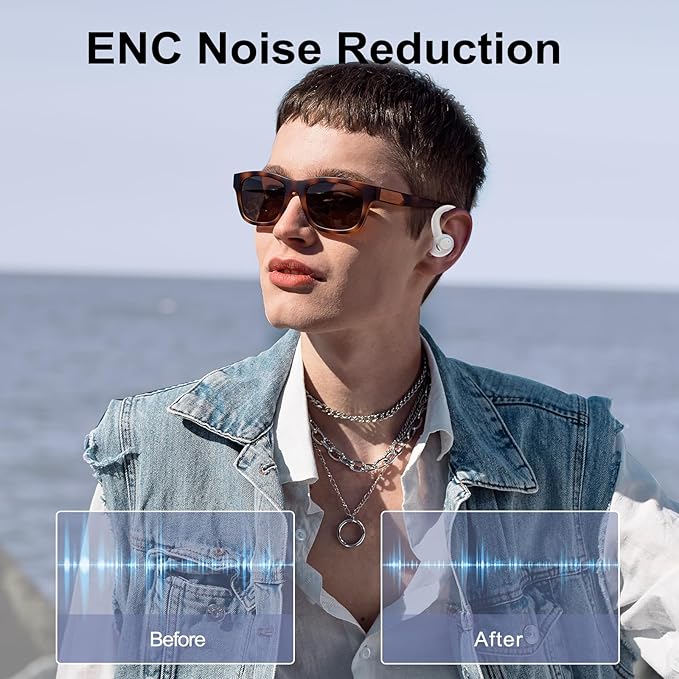 Wireless Earbuds Bluetooth 5.3 Headphones Sports, 48H Over Ear Buds with ENC Mic, Stereo Deep Bass Bluetooth Earbuds with Secure Earhooks, LED Display, IPX7 Waterproof Earphone for Running/Gym White