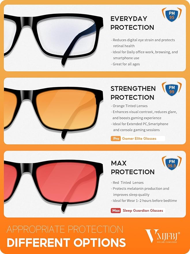 VMJFBJ Blue Light Blocking Glasses for Men Woman, Anti Blue Light Glasses for Better Sleep Computer Use Gaming with Red Lens Reduce Eye Strain