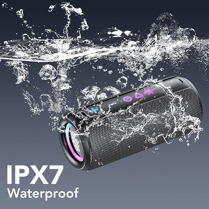TIMU Portable Bluetooth Speaker, 25W Super Loud Wireless Speaker: Boost Bass 3.0, Bluetooth 5.4, 30H Playtime（Deep Black）