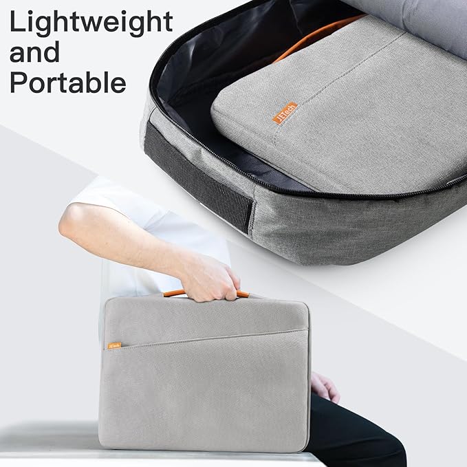 JETech Laptop Sleeve for 15-Inch MacBook Air (M2-M5, 2023-2026), MacBook Pro 15/16-Inch (M1-M5, 2019-2026), Bag Case with Portable Handle and Pocket (Light Grey)