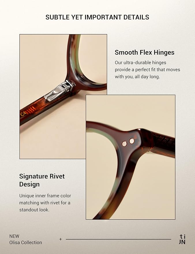 TIJN Olisa Blue Light Blocking Glasses for Women Men,Retro Oval Frame Bluelight Eyeglasses for Gaming/Computer/Screen