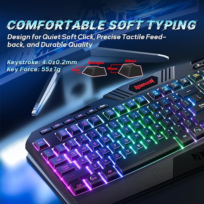 Redragon S101-3 PRO Gaming Keyboard and Mouse, RGB Backlit Programmable Keyboard Mouse with Software, Independent Macro Record Keys, Value Combo Set, New Update Version