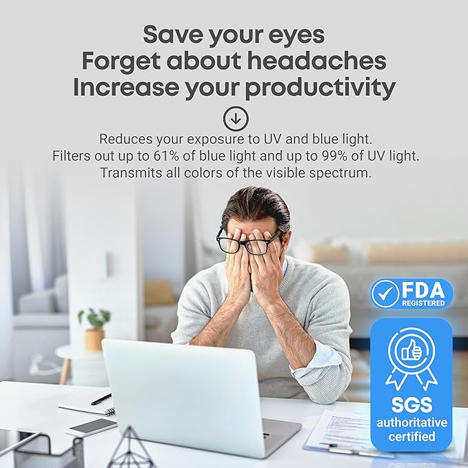 VINTEZ 14 inch Blue Light Blocking Screen Protector Panel for 16:9 Widescreen Computer Monitor and Laptop - PC Anti-UV Eye Protection Filter Film - Anti-Scratch Diagonal Frame Shield [2 Pack]