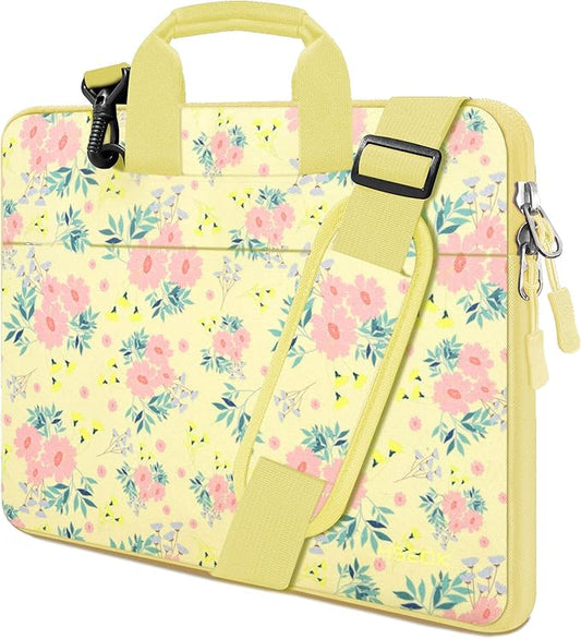 Hseok Laptop Shoulder Bag 13 13.3 14 Inch Case Compatible with MacBook Pro/Neo 14" M5/M4/M3/M2/M1,Mac Air/pro/Neo 13" and Most 13 13.3 14 Notebooks,Spill-Resistant Briefcase,Daisy Beige