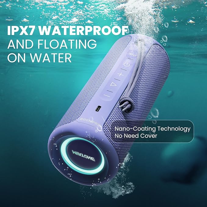 MIATONE Portable Bluetooth Speaker 36W Stereo Sound Bass Boost, 24H Playtime, Bluetooth 5.3 TWS Pairing Girl Friend Gifts for Woman Birthday Present (Purple)