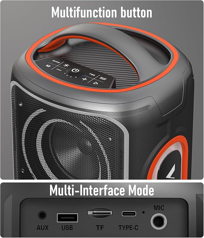 Portable Bluetooth Speaker, 240W Peak Powerful Loud Sound Party Speakers Bluetooth Wireless, Bass Boost/24H Playtime/Fast Charge/RGB Lights/TWS/ IP65 Waterproof Outdoor Speaker for Party, Beach