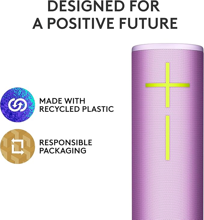 Ultimate Ears MEGABOOM 4 Portable Waterproof Bluetooth Speaker with Powerful 360-Degree Sound and Thundering Bass, Floating Speaker with 20-Hour Battery and 147ft (45m) Range - Lilac