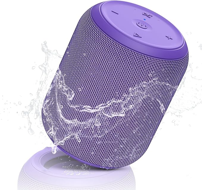 NOTABRICK Bluetooth Speakers,Portable Wireless Speaker with 15W Stereo Sound, IPX6 Waterproof Shower Speaker, Dual Pairs, Portable Speaker for Party Beach Camping, Purple