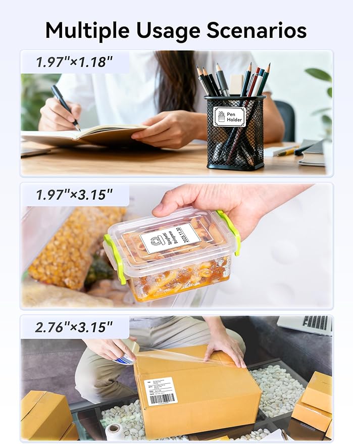 Phomemo M250 Label Maker Machine with 3 Roll Labels, 3 Inch Bluetooth Thermal Label Printer, Upgrade Portable Barcode & Address Label Maker for Business, Home, School, Logo Label
