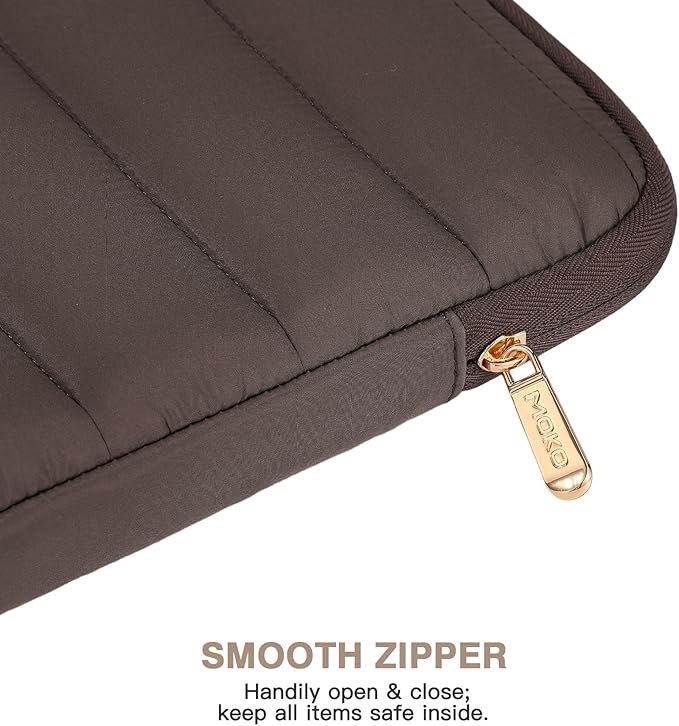 MoKo 13-14 Inch Puffy Laptop Sleeve, Laptop Carrying Bag Fit with New Mac Neo A18 Pro, Mac Pro M5 14" 2026, Mac Air 13.6/13.3, iPad Pro 12.9/13, Notebook Laptop Travel Bag, Coffee