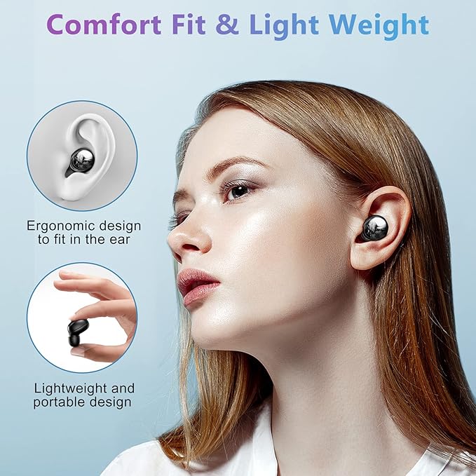 ELOVEN Wireless Earbuds Deep Bass Stereo Sound Bluetooth Earbuds 120H True Wireless Headphones with Ear Caps (S/M/L) for Samsung S26/S25/S24/S23/S22 Ultra Z Flip 5/4/3/Fold 5/4 iPhone 16/15/14 Black
