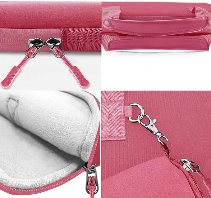 Hseok Laptop Sleeve 13.3-14 inch Case with Small Pouch, Neoprene Computer Bag Compatible with MacBook Neo/Pro 14 M5/M4/M3/M2/M1, Mac Air/Pro 13.3, XPS 14 and Most 13-14 inch Notebooks,Rose red
