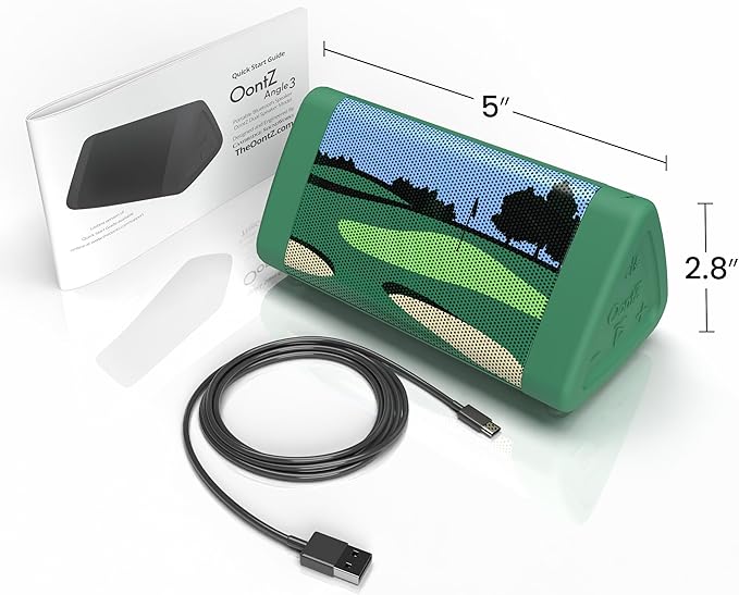 OontZ Angle 3 (4th Gen) – Portable Bluetooth Speaker, 12W Stereo Sound, 24 Hour Playtime, Rich Bass, 100 Foot Wireless Range, Waterproof, Home, Outdoor, Travel, Great Gift and Golf Speaker (Green)