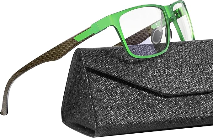 ANYLUV Carbon Fiber Reading Glasses for Men Women, Blue Light Blocking Computer Readers, Anti Glare Spring Hinge