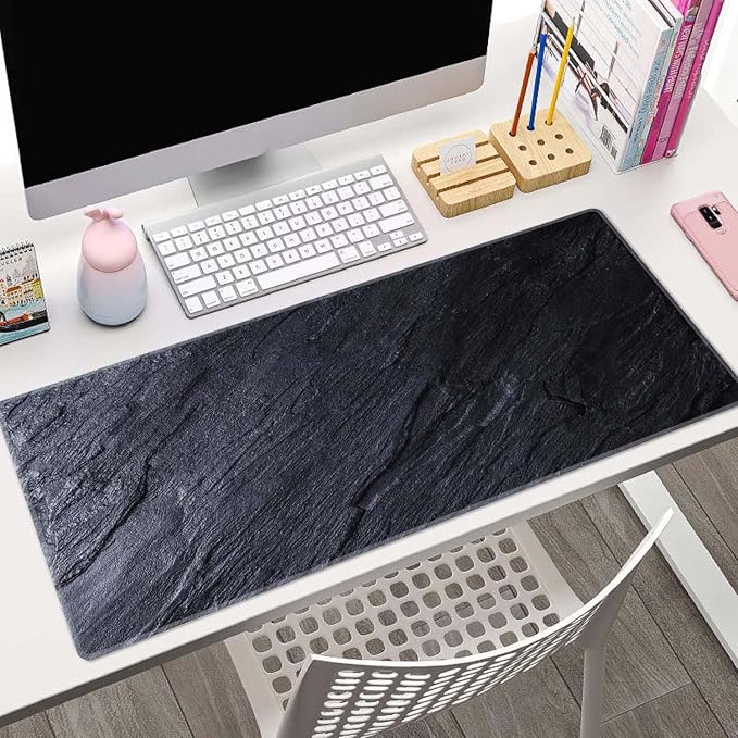 Black Grey Slate Large Gaming Mouse Pad,Mouse Pad Gaming 31.5 x 11.8 in Mouse Mat Desk Pad,Large Desk Mat,Extended Keyboard Mousepad with Non-Slip Base and Stitched Edge for Desk Home Office