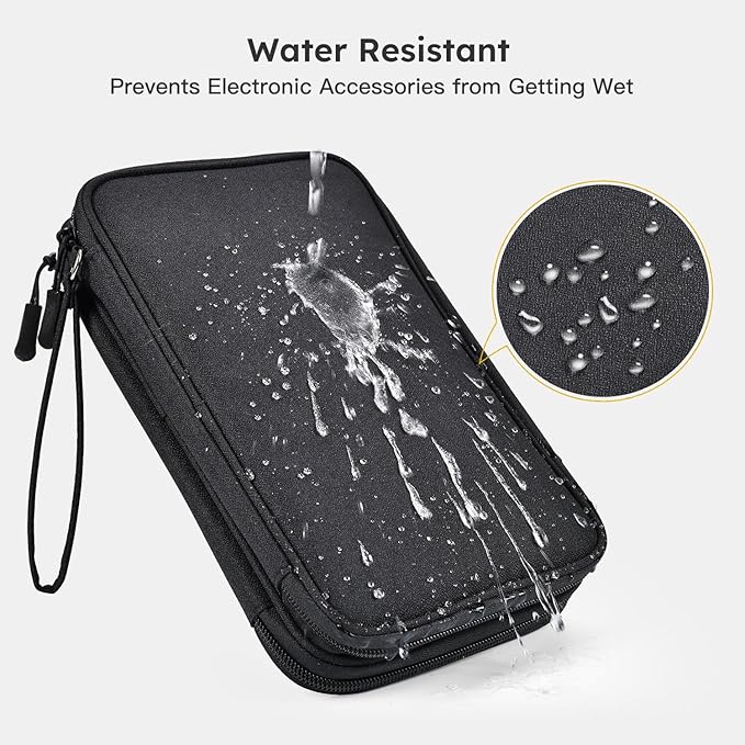 Large Electronics Travel Organizer Case, Electronic Accessories Carry Case Portable Waterproof Double Layers Storage Bag for Cord, Cable, Charger, USB, Power Bank, Earphone (Black, X-Large)