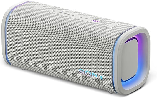 Sony ULT Field 5 Wireless Portable Bluetooth Speaker, IP67 Waterproof, Dustproof, and Rustproof with Enhanced Bass, 25 Hour Battery, 360° Party Light, and Shoulder Strap (SRSULT50W), Off White