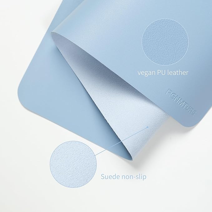 RENMTURE PU Mouse Pad, Faux Leather Large Desk Pad, Home Work Office Accessories, Non-Slip Desk Mat, Waterproof Gaming Pad Desk Blotter (32"x16", Baby Blue)