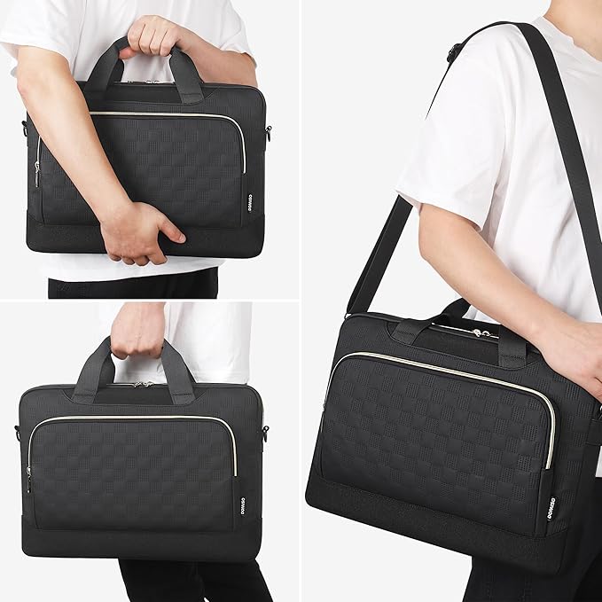 DOMISO 15-15.6 inch Laptop Sleeve Business Briefcase 15.6 inch Laptop Bag Waterproof 15 inch Laptop Case for Men Women Business Office Work Computer Bag 15.6 inch Messenger Shoulder Bag,Black