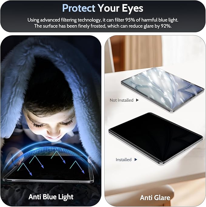 Peslv 4-Way Magnetic Privacy Screen for iPad Air 13 Inch (2024-2026, M2 M3 M4), Removable 360 Spy Private Filter, Anti Blue Light Glare Bubble-Free Easy Install Black Screen Protector