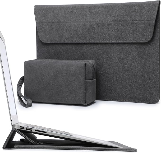 HYZUO 15 Inch Laptop Sleeve Case Bag with Adjustable Stand Feature for MacBook Air 15 M5 A3448 M4 A3241 M3 A3114 M2 A2941 2026-2023, MacBook Pro 15, 15" Surface Laptop 7/6/5/4, Space Gray